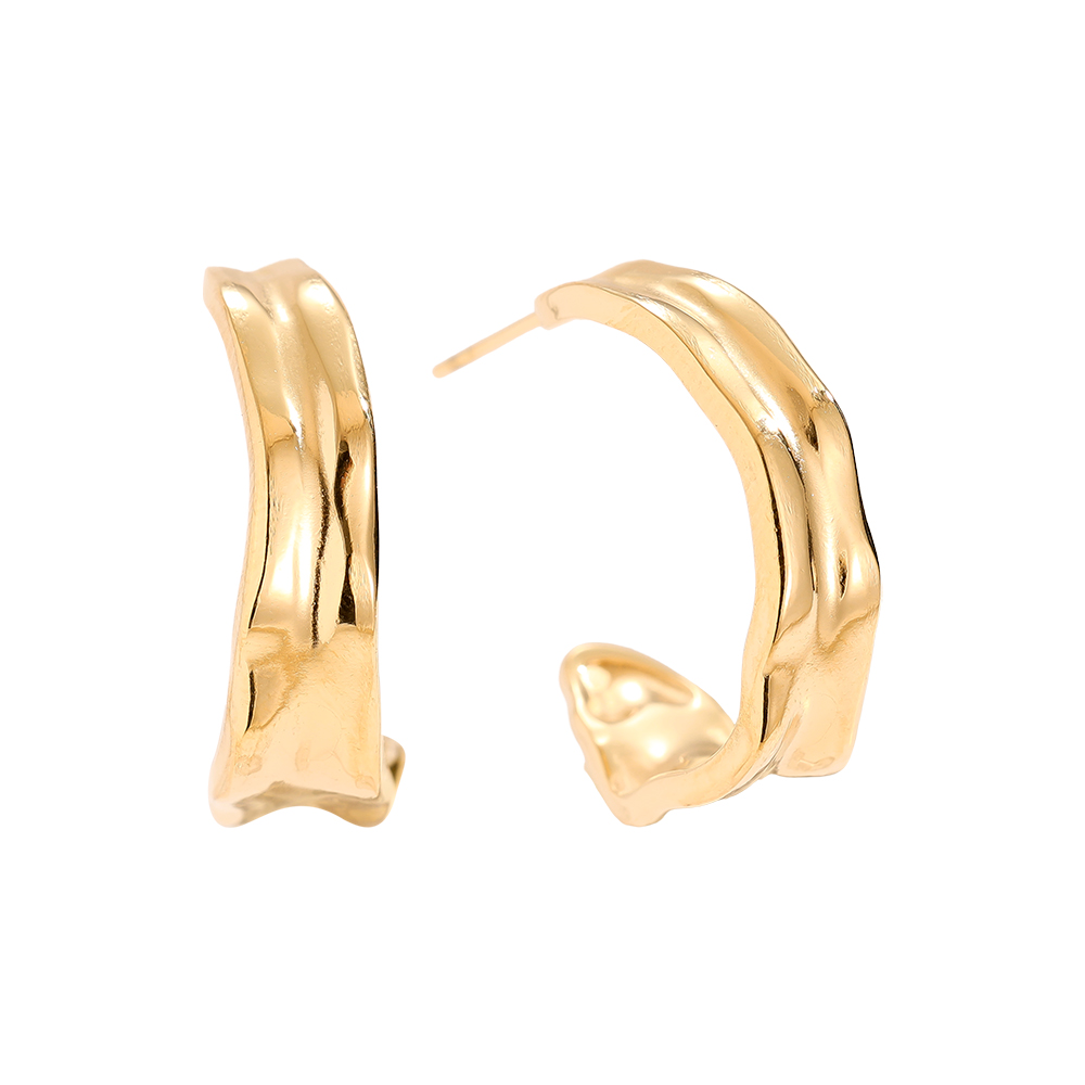 Stainless steel earrings 25mm textured