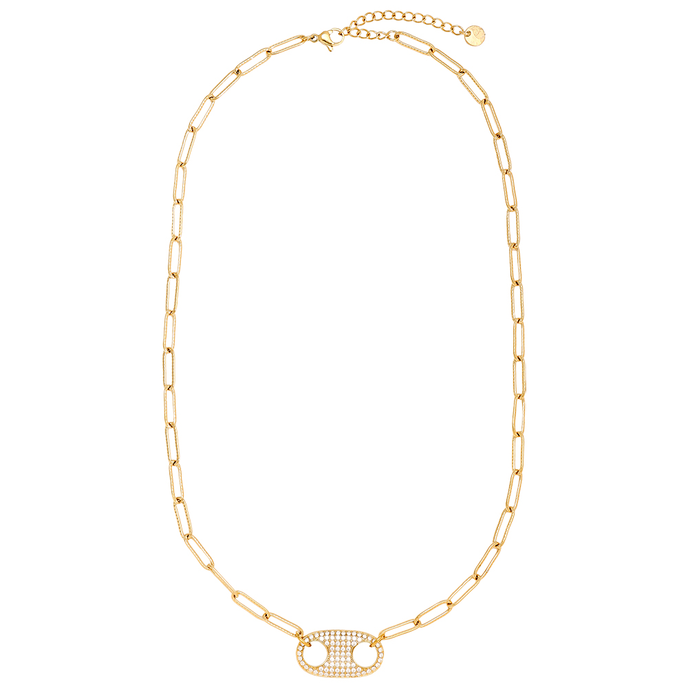 Stainless steel necklace 44cm Diamond Pig Nose With Charms