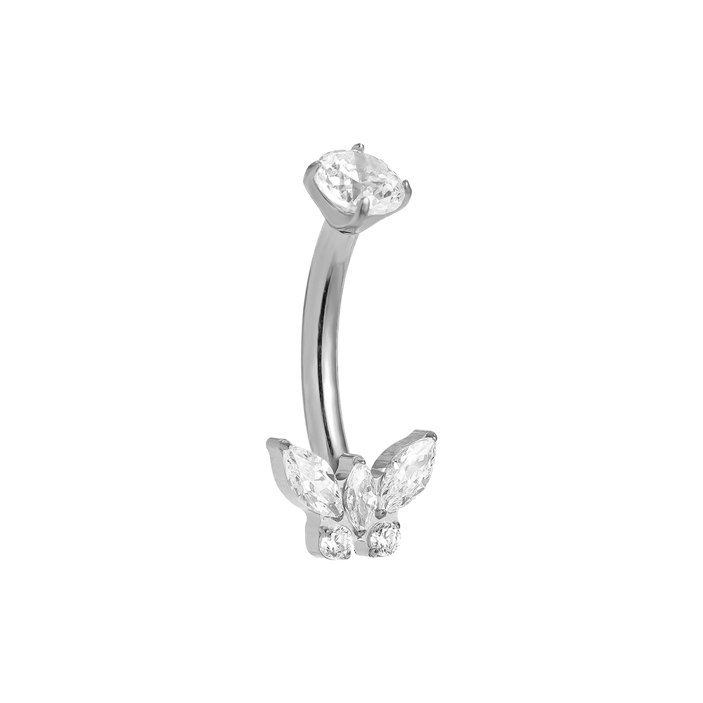1.6*10mm Diamond Butterfly Titanium Belly Piercing