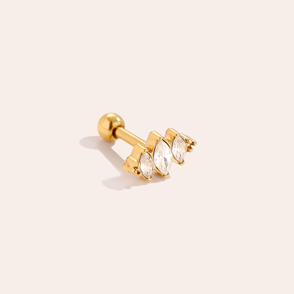 Stainless steel piercing 8mm Three Diamond Eye
