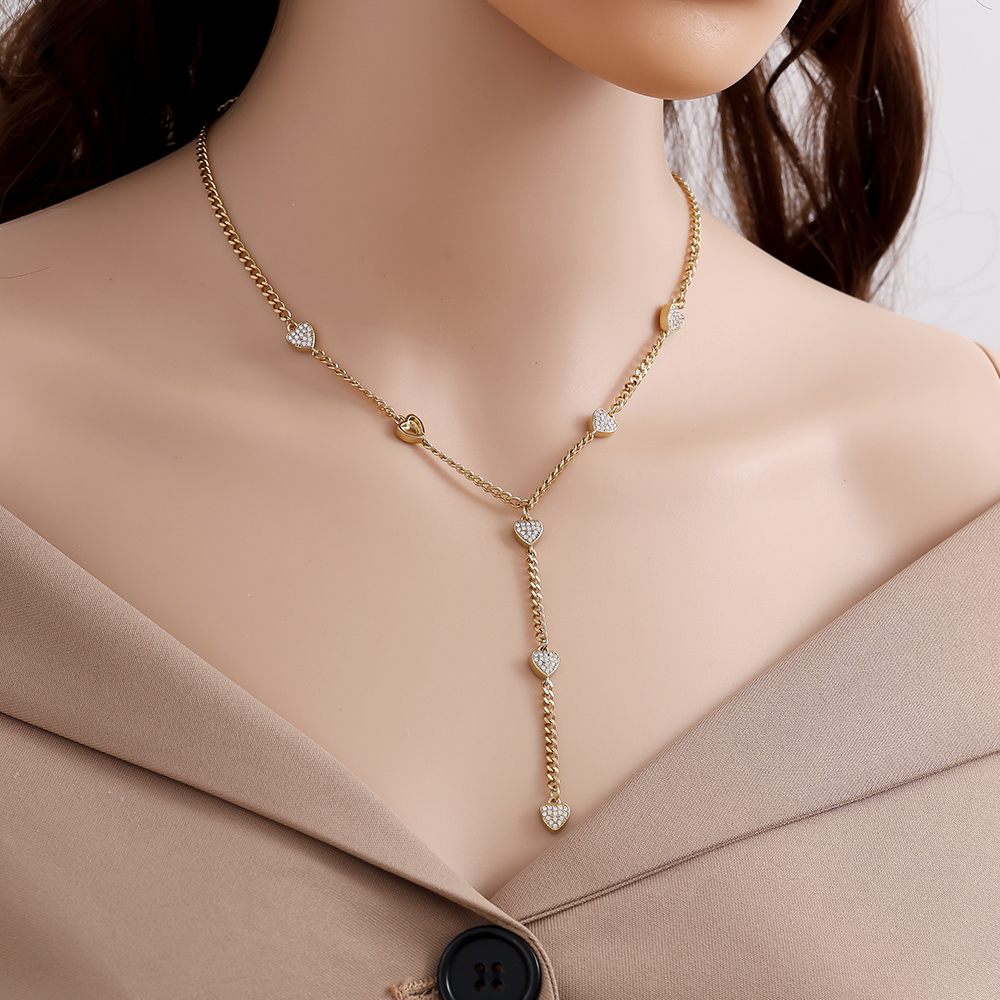 Stainless steel necklace 43cm heart links
