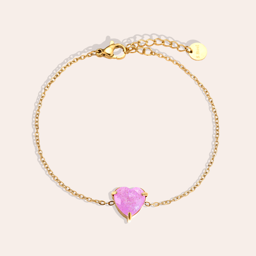 Stainless steel bracelet 16cm Multi Colour Diamond Heart