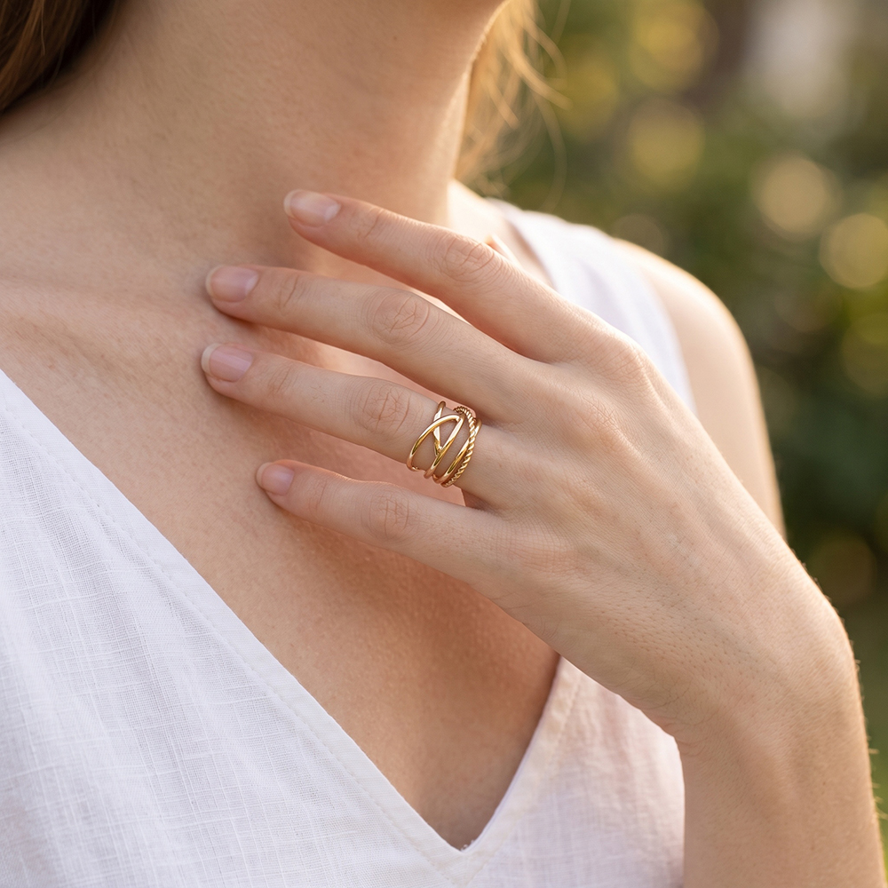 Stainless Steel Ring, Adjustable, Multi-row Chains