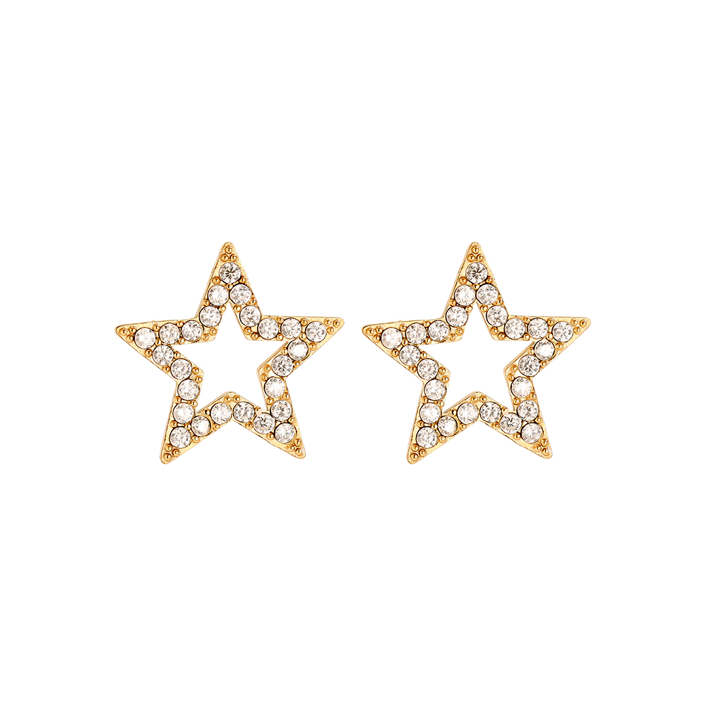 Stainless steel earrings 1.1cm Three Diamond Star