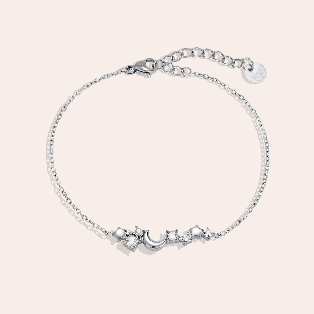 17cm stainless steel bracelet with stars and a moon