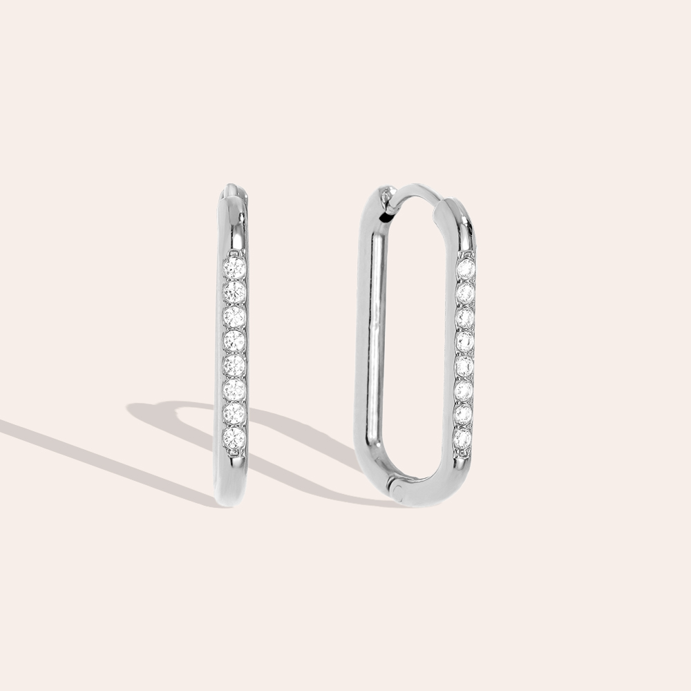 Stainless steel earrings 2cm Simple Diamond Hoop