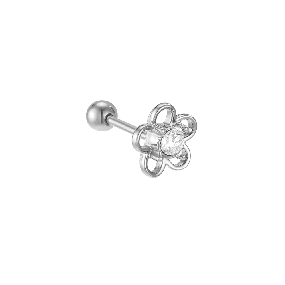 Stainless steel piercing 6mm mini zirconia flower 