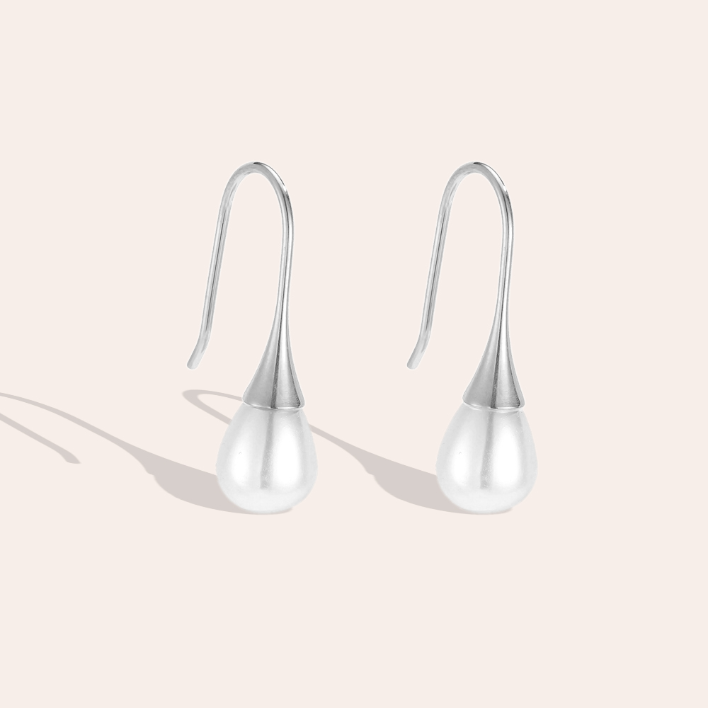 Stainless steel earrings, 20mm, delicate pearl