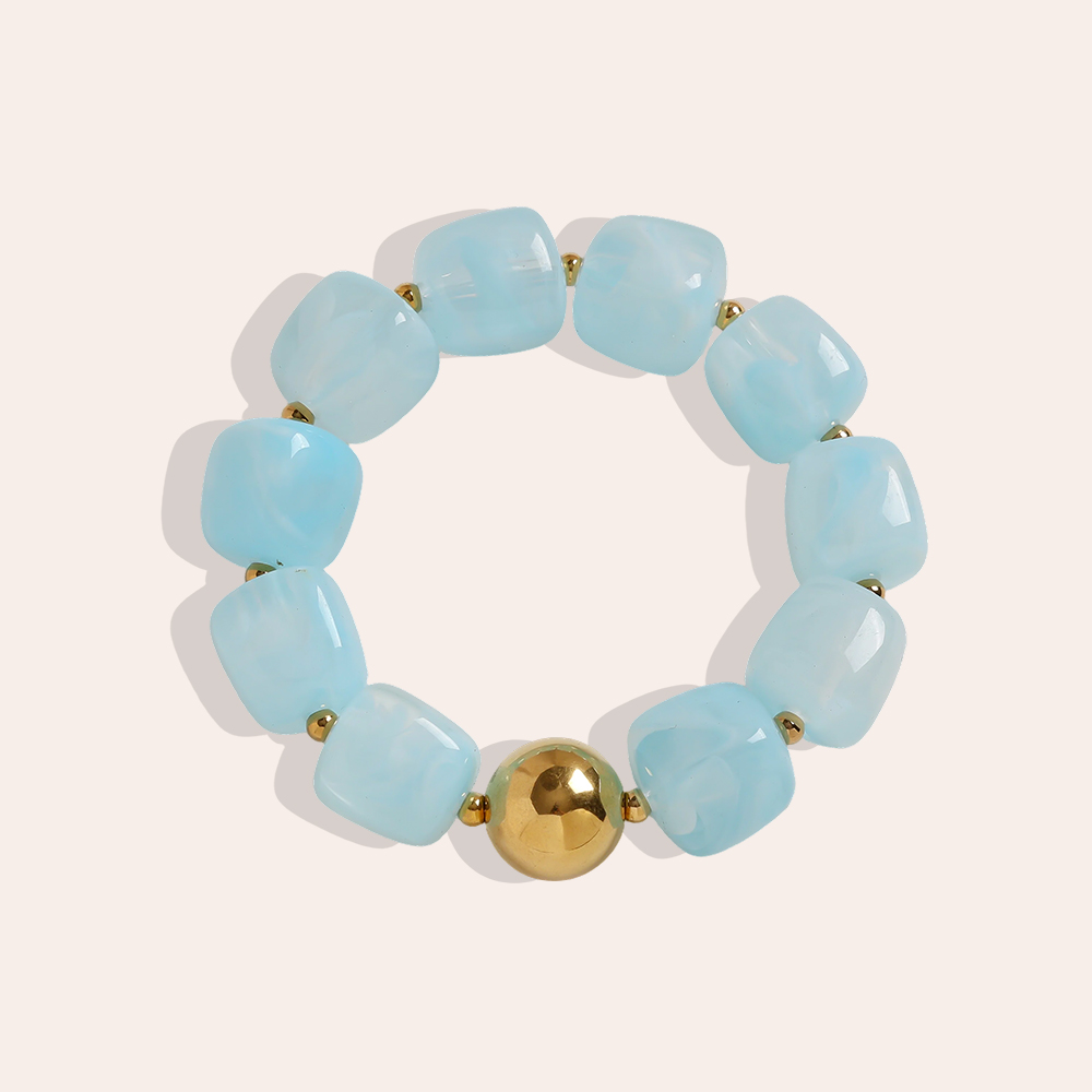 Stainless steel bracelet Adjustable resin square round shape