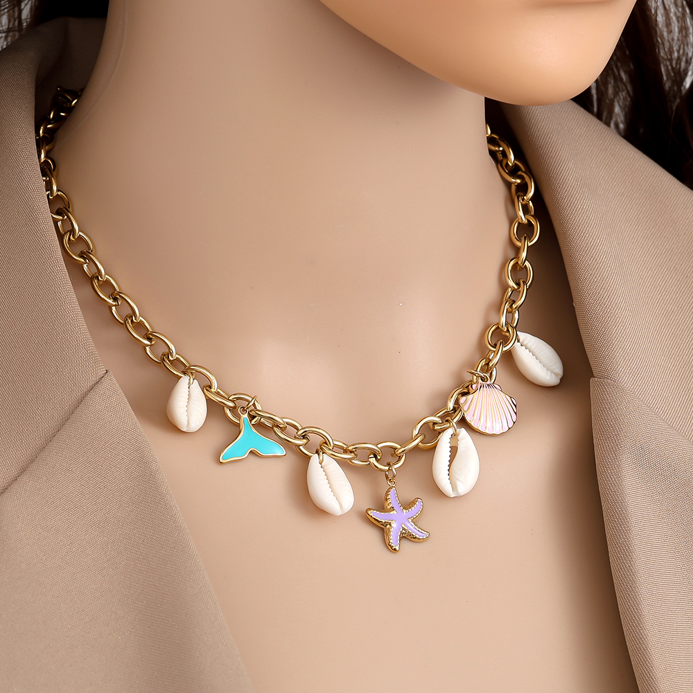 Stainless steel necklace 39cm Colourful Ocean