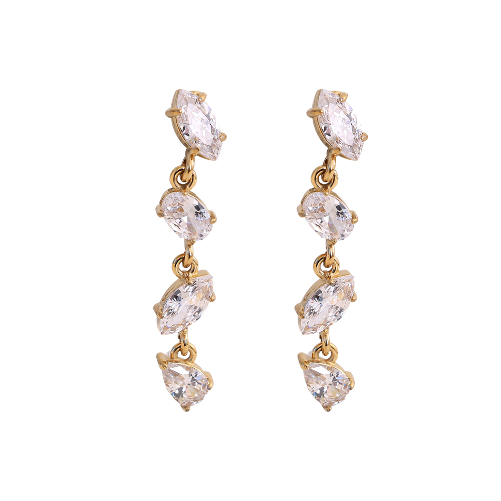 Stainless steel earrings 35mm minimalist pointed ovals