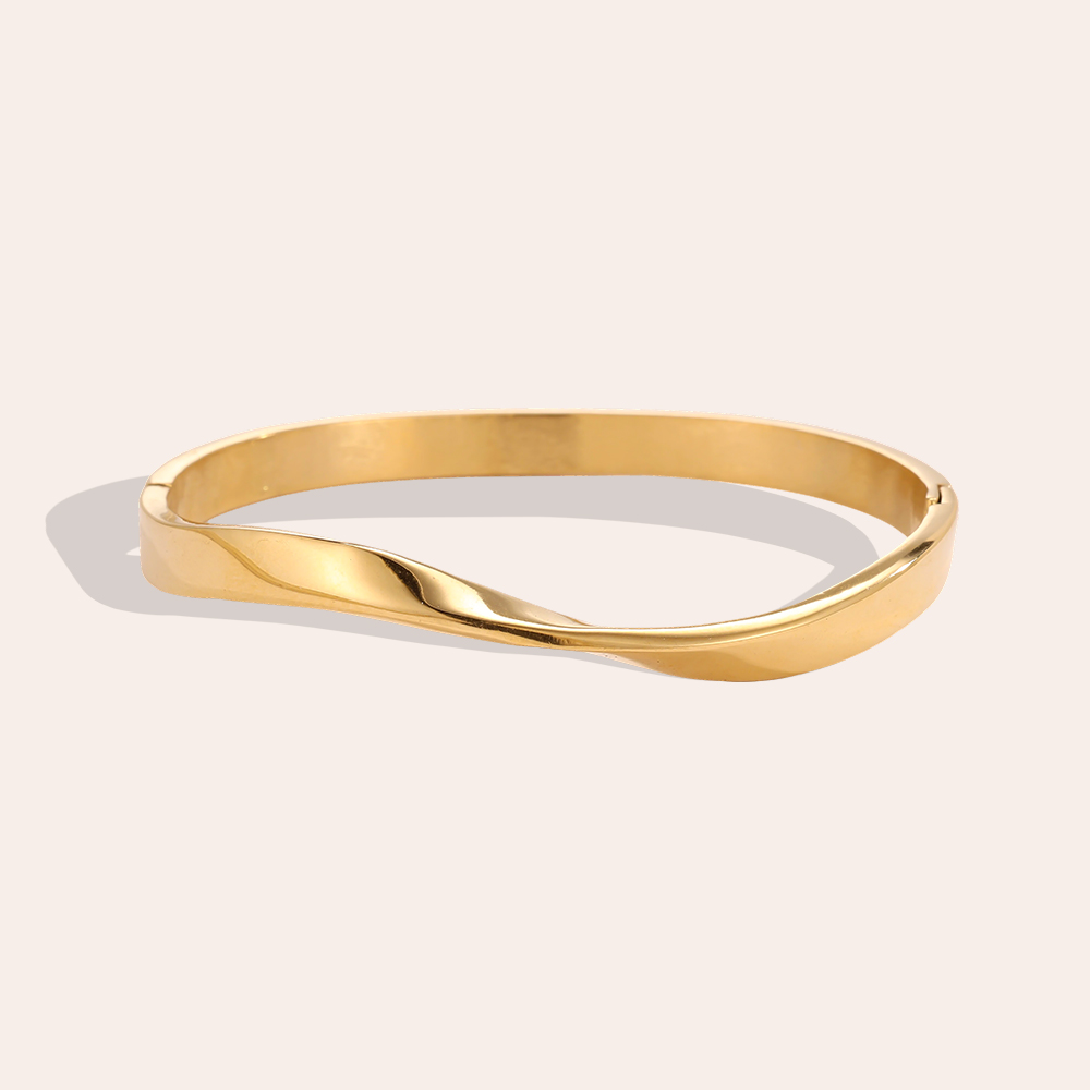 Stainless steel bangle, 6 cm, simple wave design