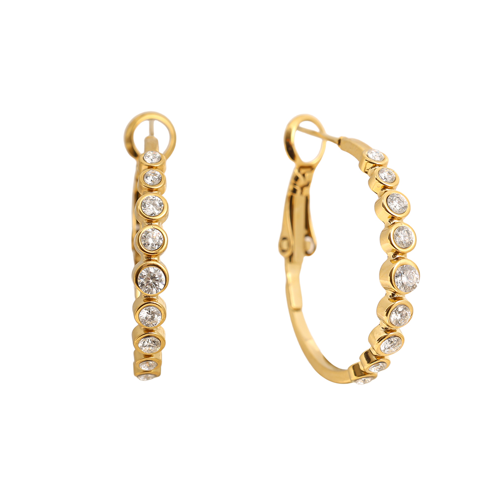 Stainless steel earrings 2.3cm Diamond Dots Hoop