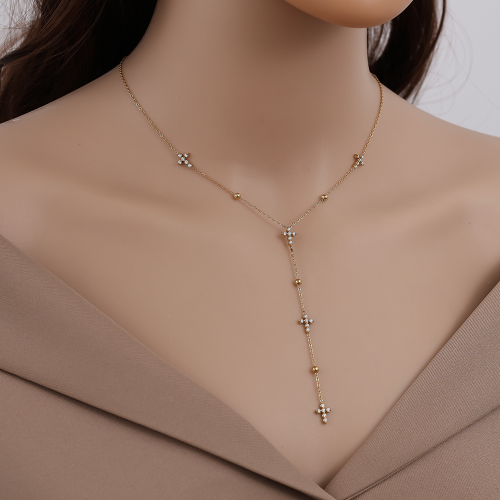 Stainless steel necklace 39cm Diamond Mini Cross