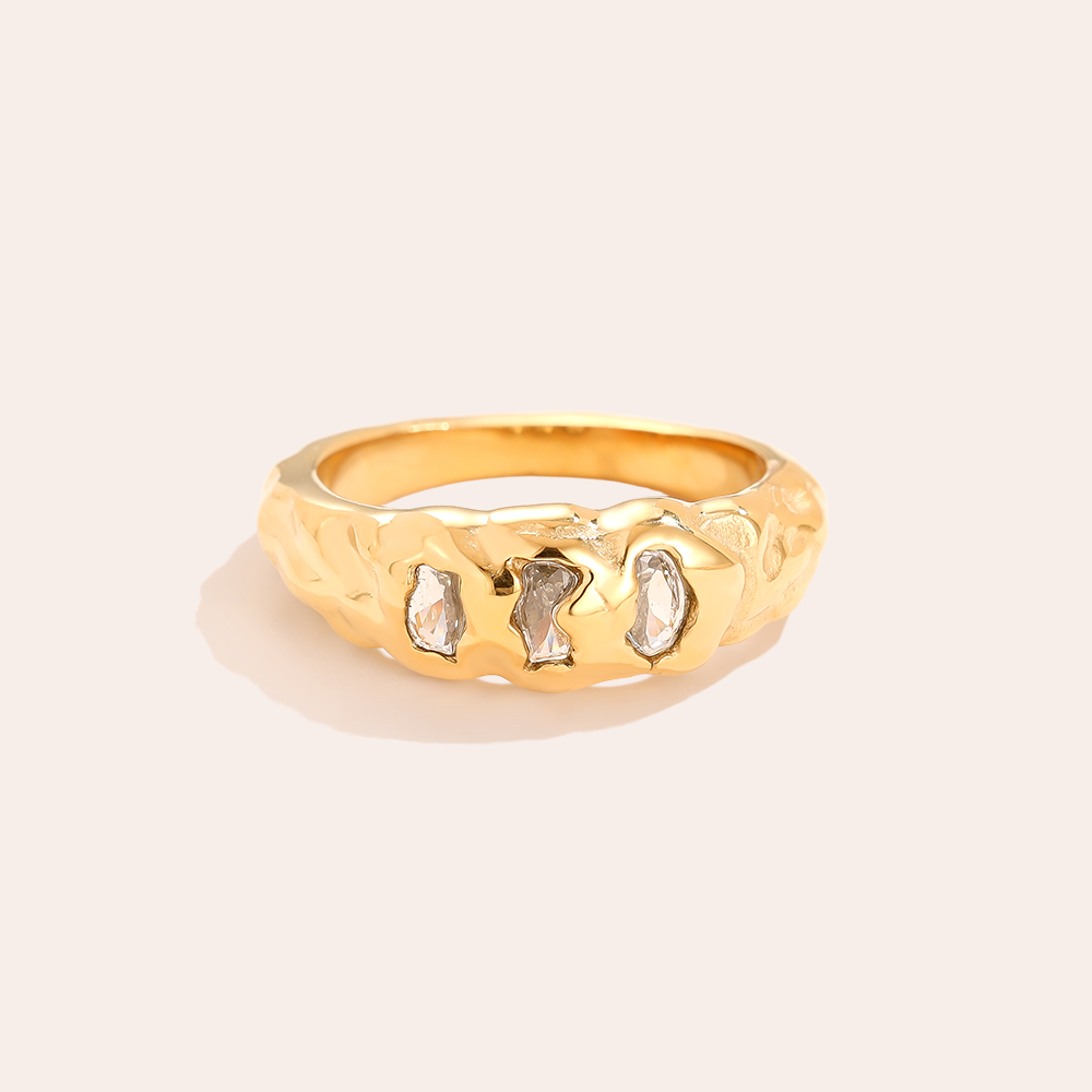 Stainless steel ring Three Diamonds