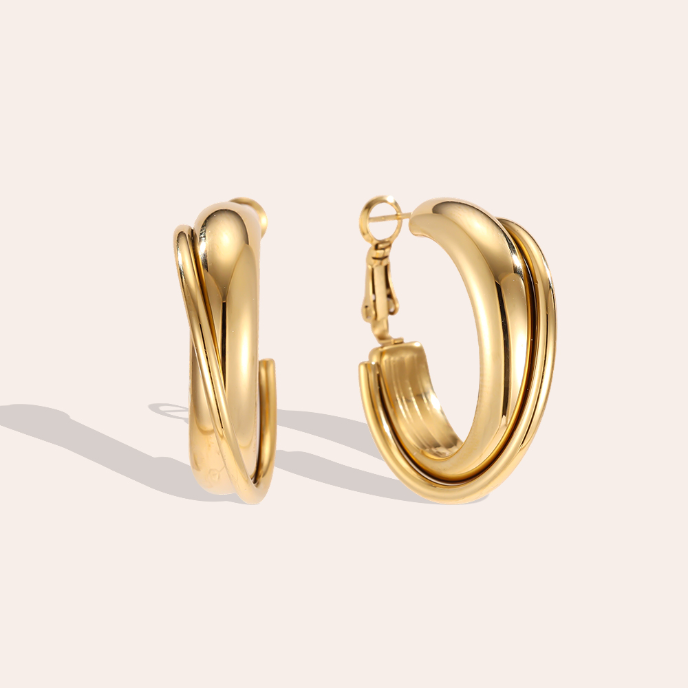 Stainless steel earrings, 3.5 cm hoops
