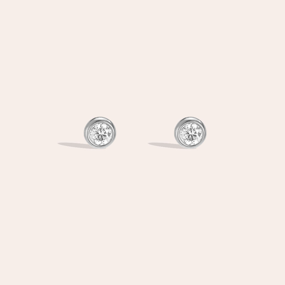 Stainless steel earrings with 4mm round cubic zirconia  