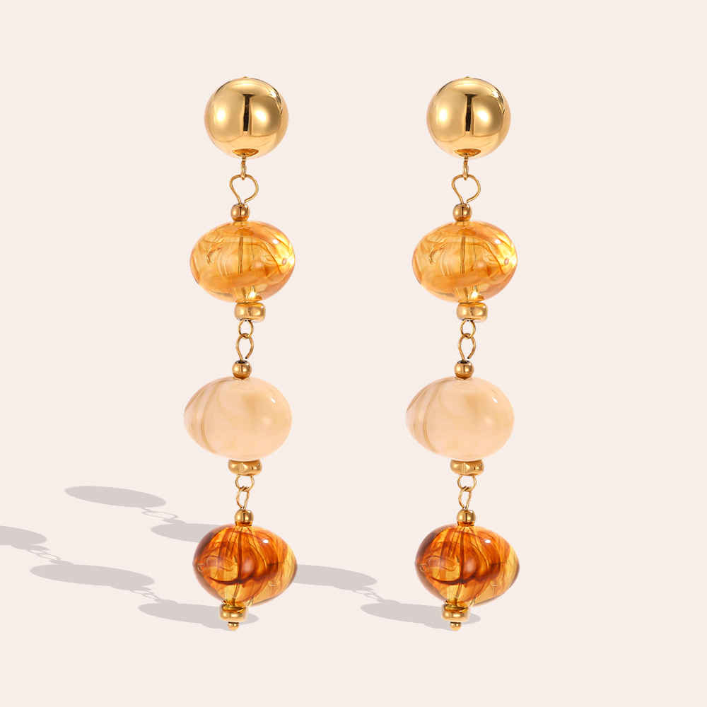 Stainless steel earrings with 80×16m resin stones 