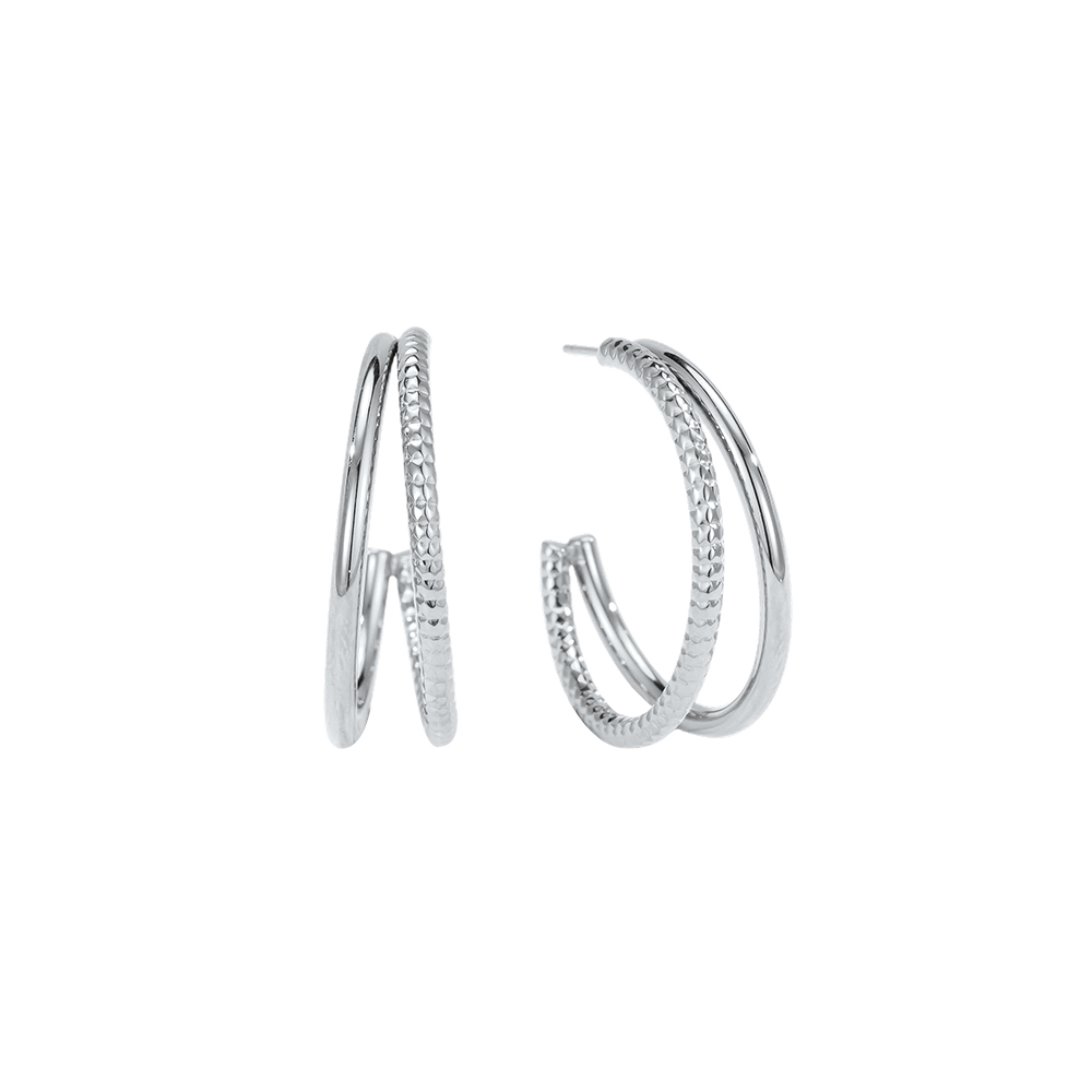 Stainless steel earrings, 25 mm, two delicate hoop earrings