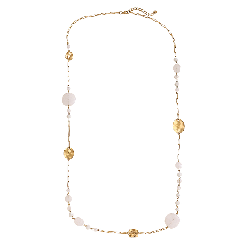 Stainless steel necklace 101cm crystal platelet and gold platelet