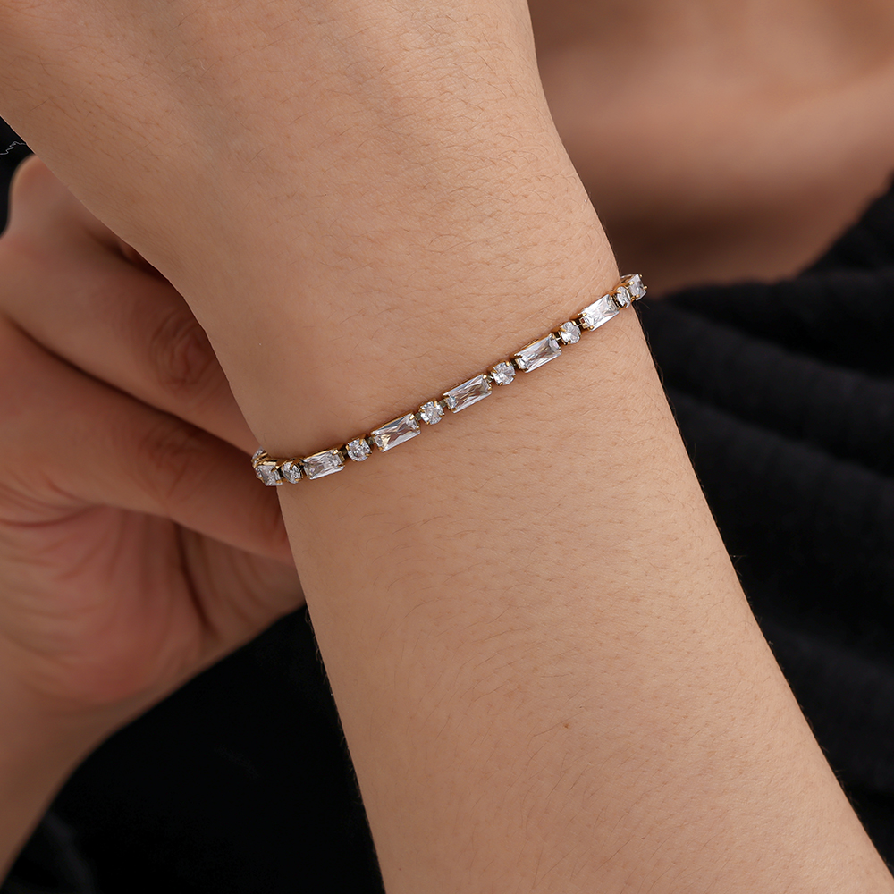 Stainless steel bracelet 16cm Diamond Cube And Dot Chain