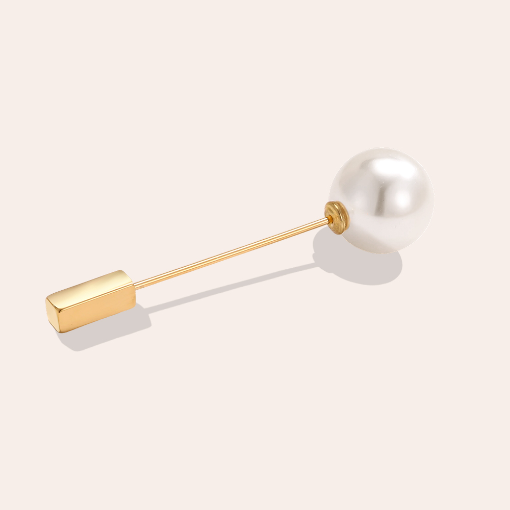 6 cm stainless steel brooch with a pearl   