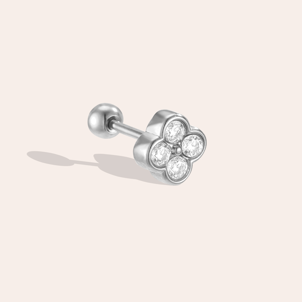 Stainless steel piercing 5mm mini zirconia flower
