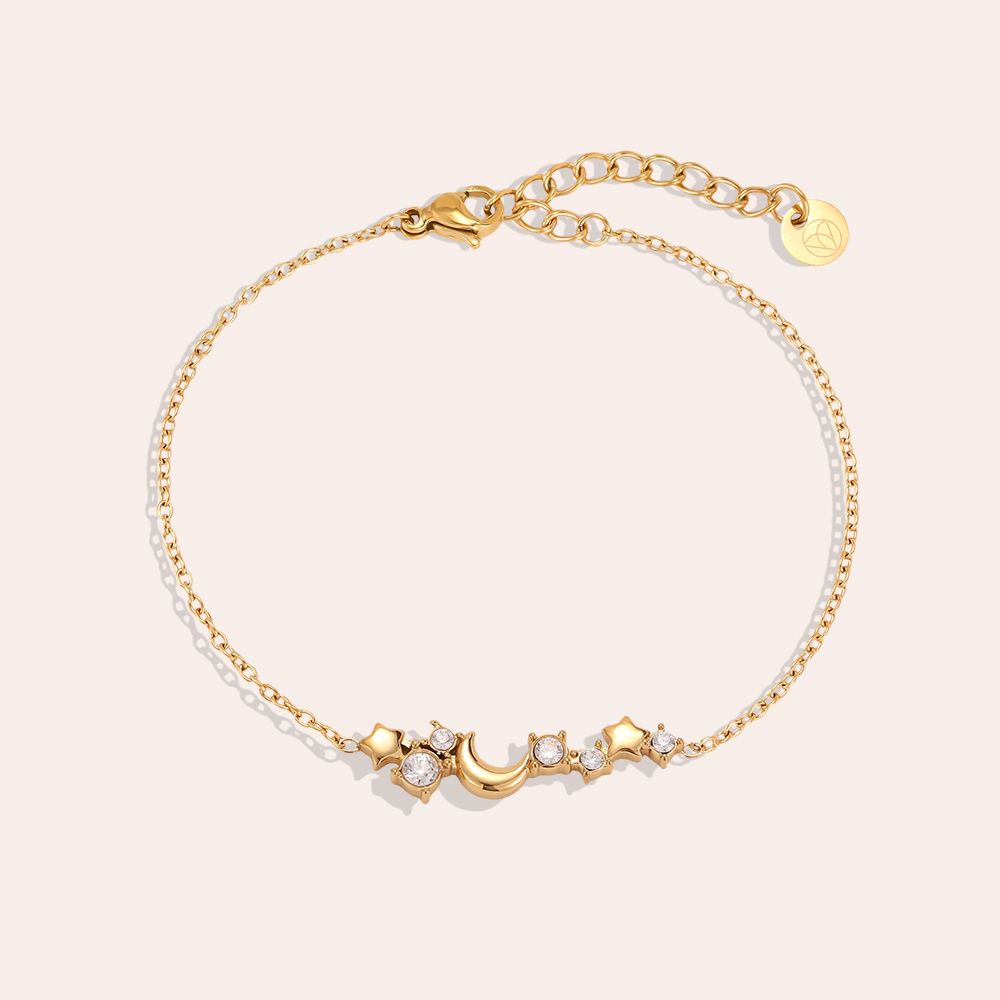 17cm stainless steel bracelet with stars and a moon