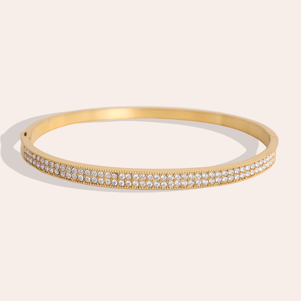 Stainless steel bangle 6.5cm Fine zirconia
