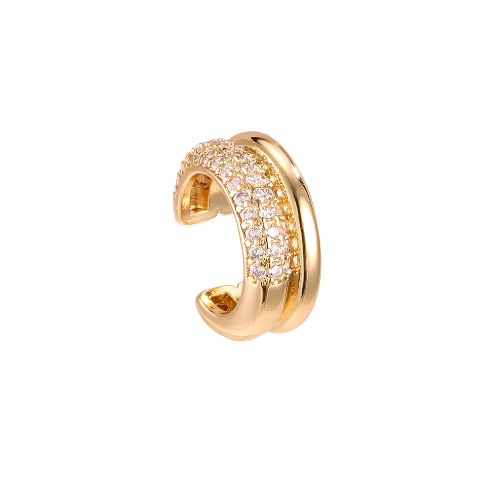 Gold-plated 15mm semi-circular ear cuffs with cubic zirconia
