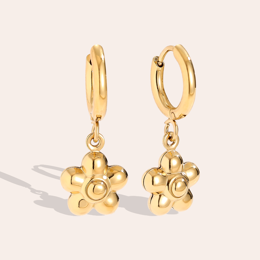 Stainless steel earrings 1*2.5cm cute flower