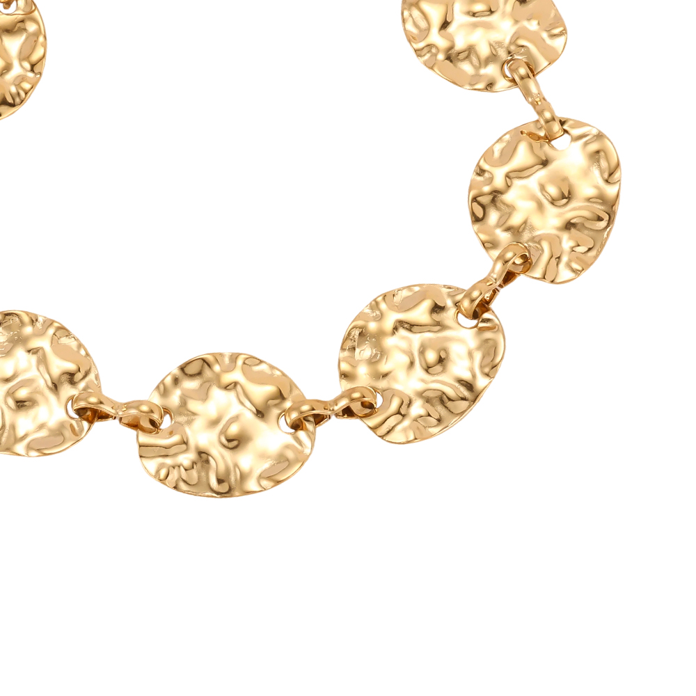 Stainless steel bracelet, 17 cm, with irregular oval plates