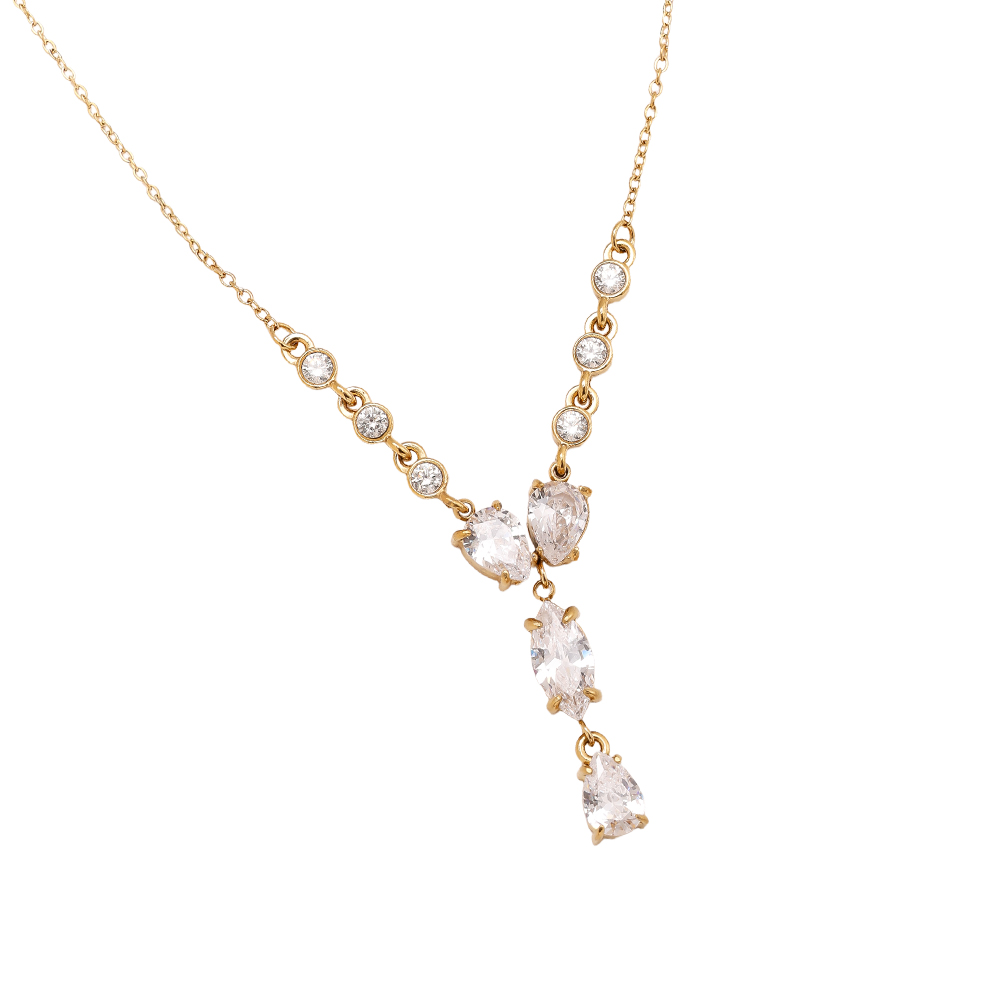 Stainless steel necklace 40cm Fancy Sparkling Diamond