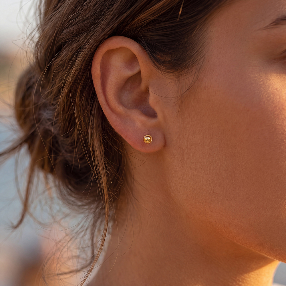 Stainless steel earrings, 5mm, fine dot