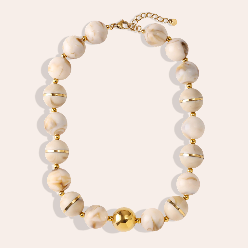 Stainless steel necklace 48cm round acrylic bead necklace