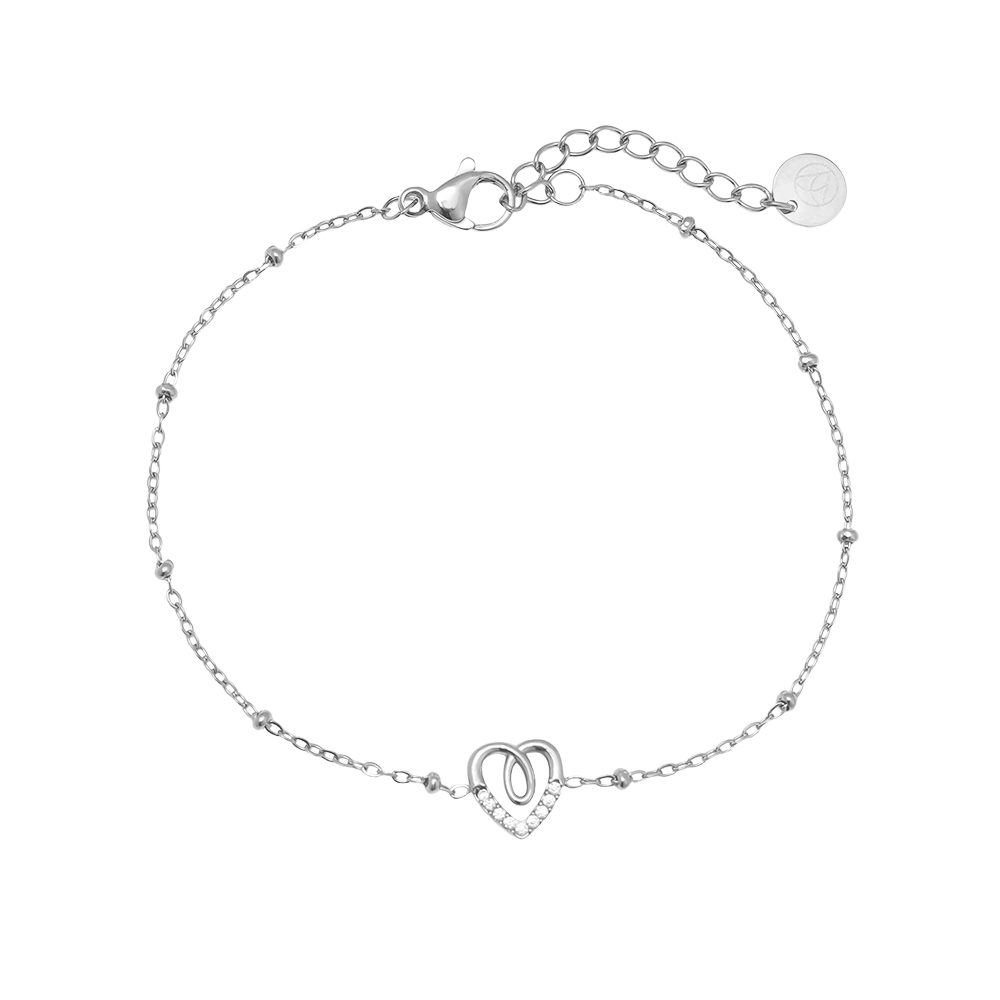 Stainless steel bracelet 17cm Sweet Diamond Heart