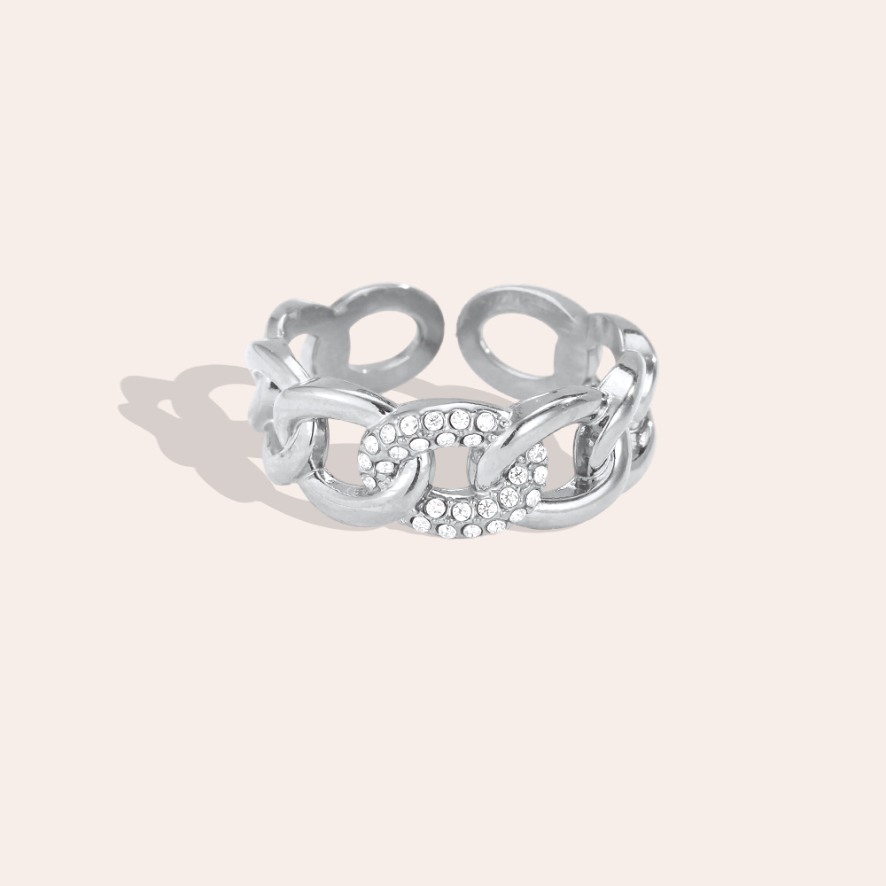 Stainless steel ring, adjustable, with multiple oval shapes