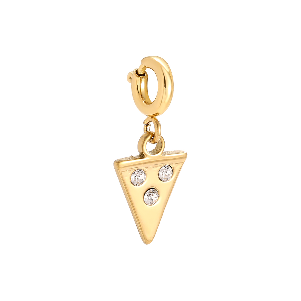 Stainless Steel Pendant 10mm Spring Clasp Diamond Pizza