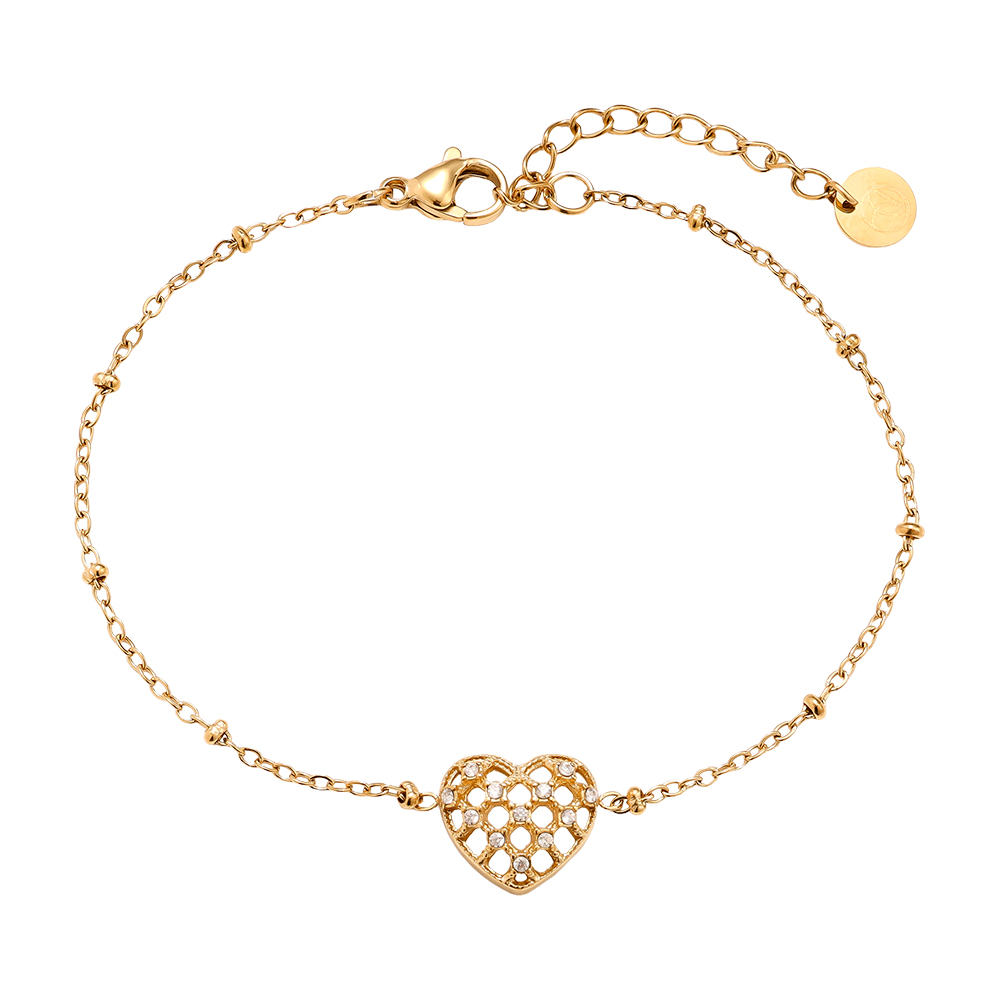 Stainless steel bracelet 17cm Pretty Diamond Heart