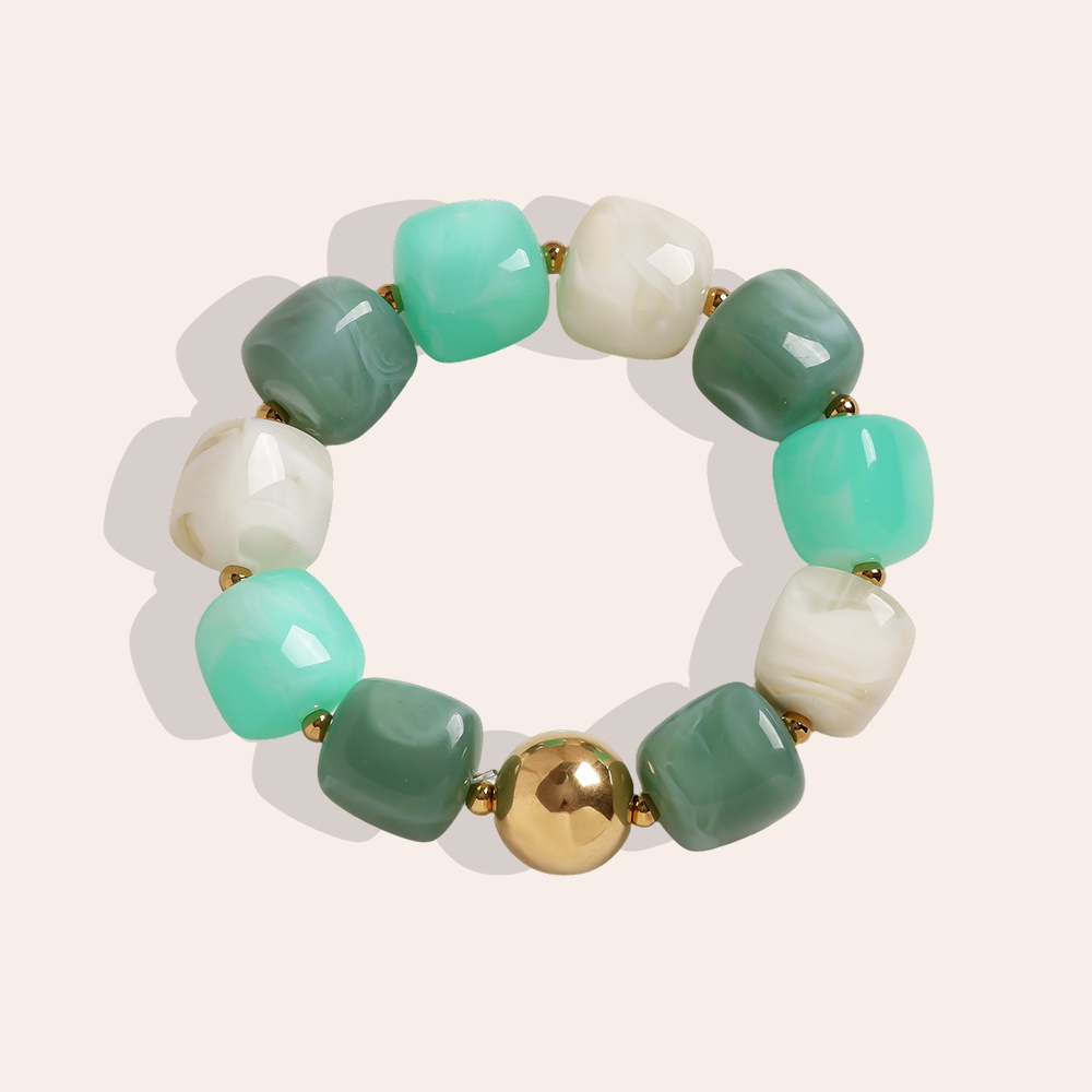 Stainless steel bracelet Adjustable resin square round shape