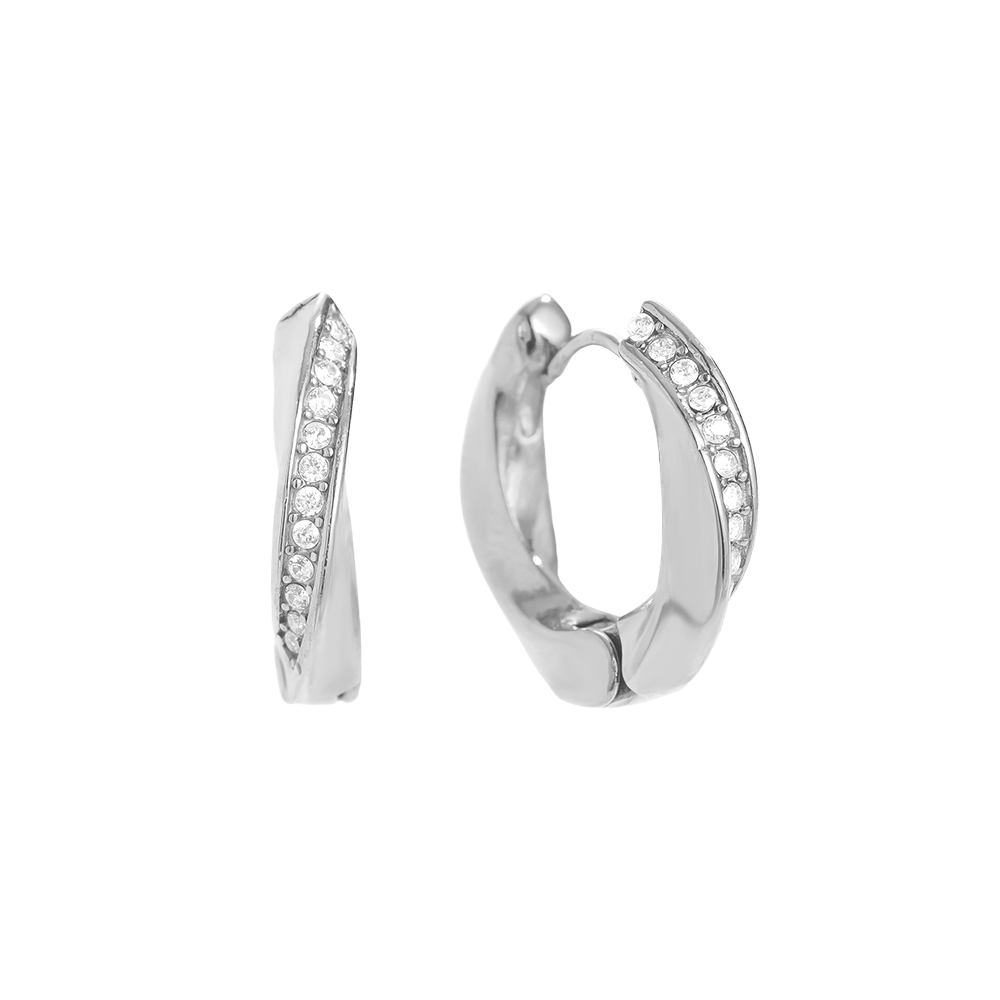 Stainless steel earrings 1.7cm Diamond Twist Hoop