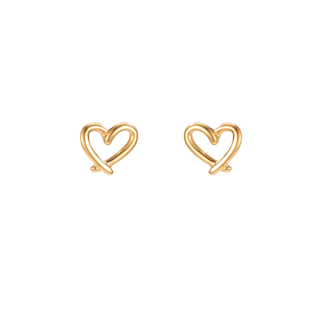 Stainless steel earrings, 7mm, doodle heart design