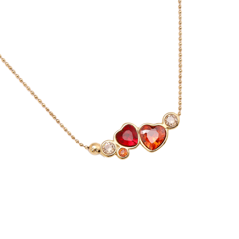Stainless steel necklace 40cm Diamond Red Heart