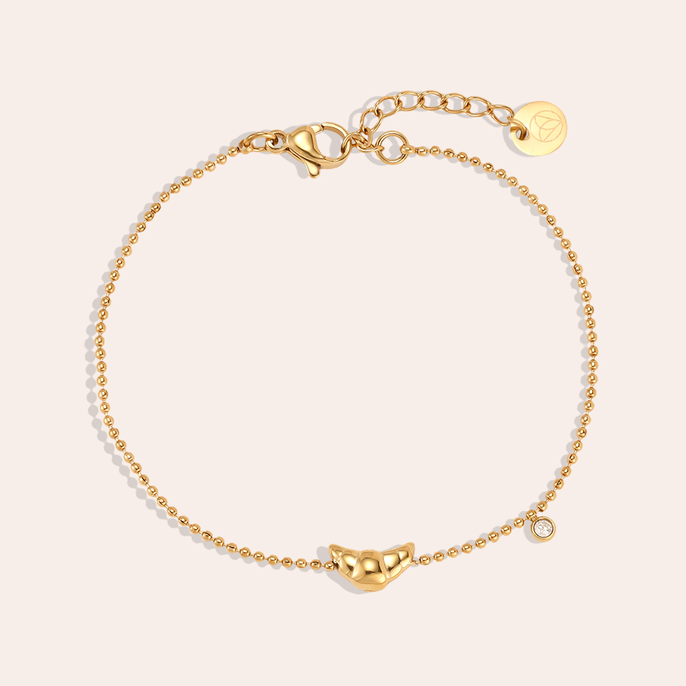 Stainless steel bracelet, 17 cm, Mini Crossant, cubic zirconia