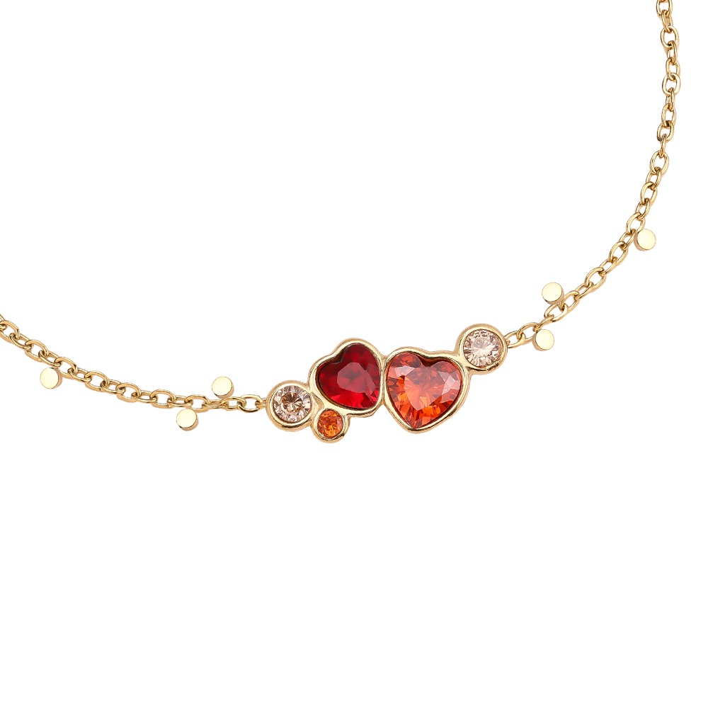 Stainless steel bracelet 17cm Diamond Red Heart