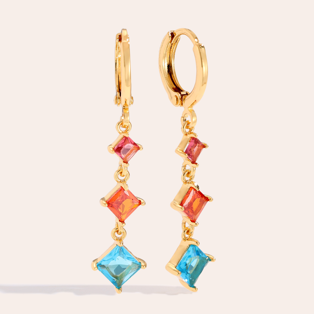 Gold-plated earrings 3.9cm Diamond Cubes
