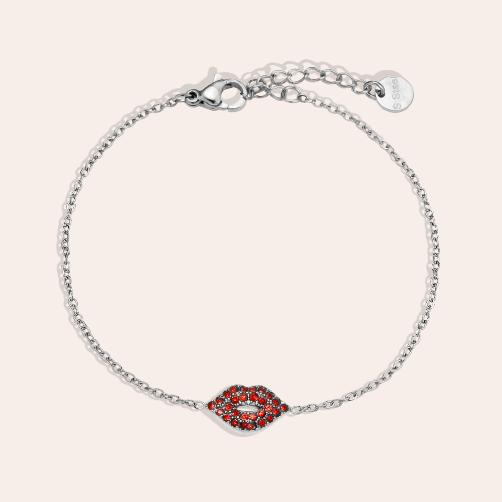 Stainless steel bracelet 17cm Diamond Red Lip