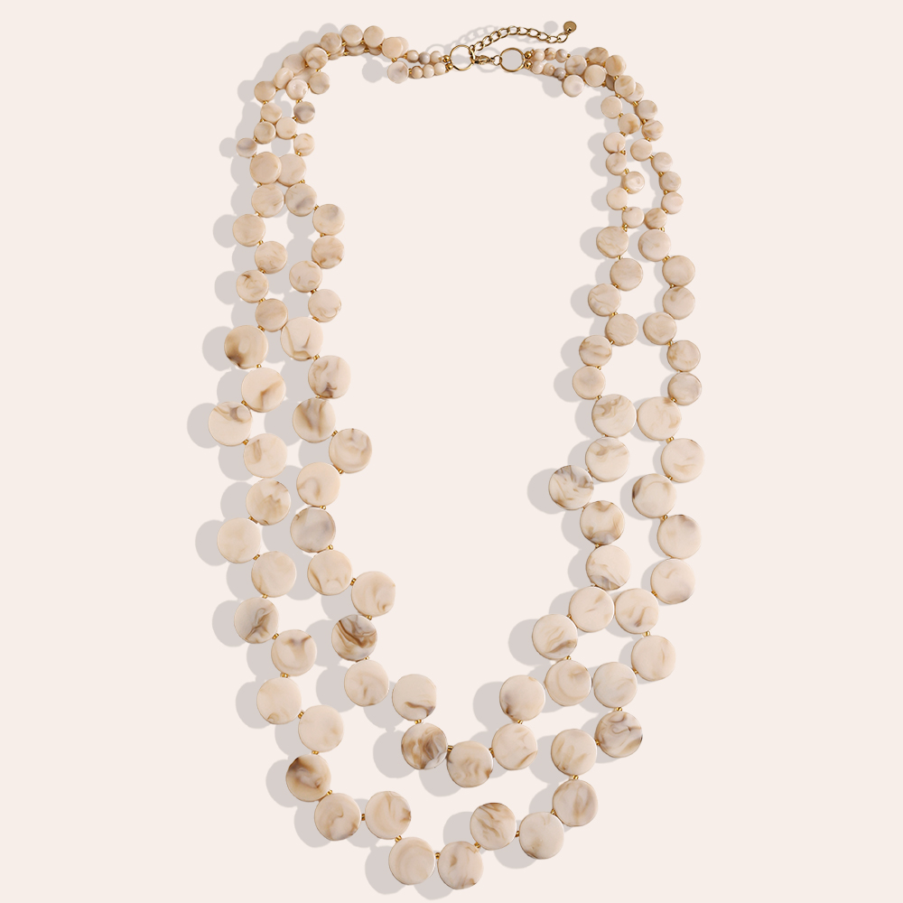 Stainless steel necklace 96cm double-layer acrylic disc chain
