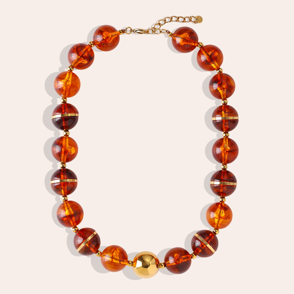Stainless steel necklace 48cm round acrylic bead necklace