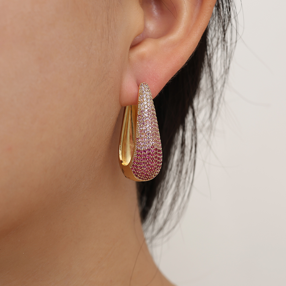 Gold-plated earrings 3.2cm Drop Diamond